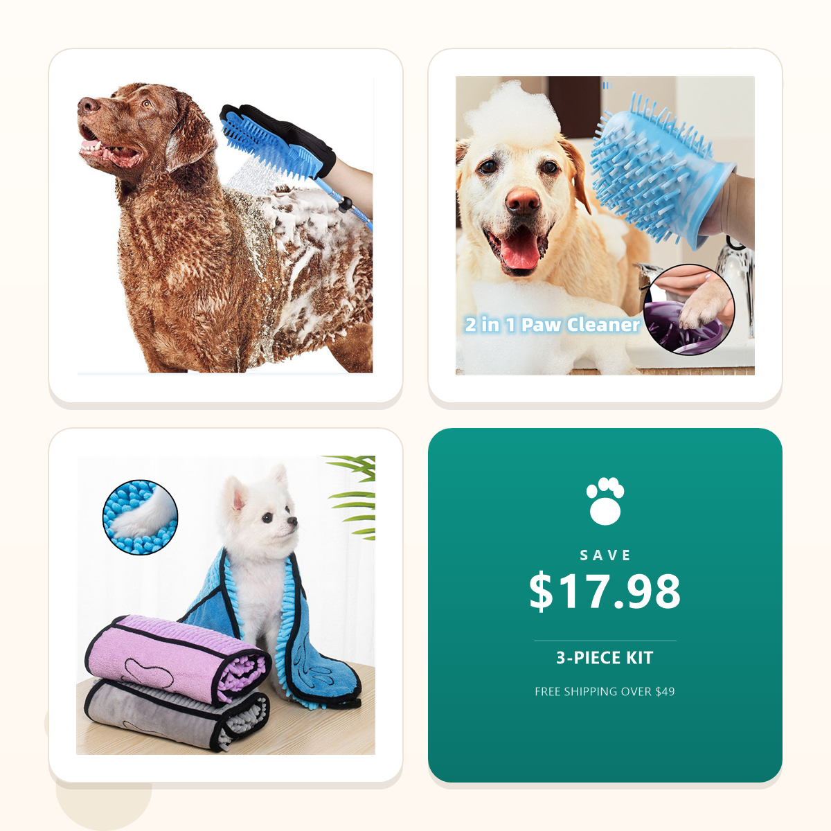 PawLife Spa Day Bath Bundle - 3-piece bath set